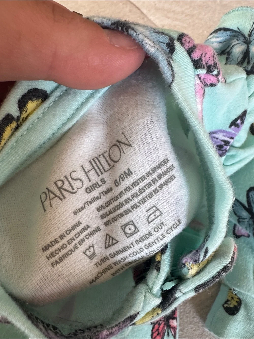 Paris Hilton Mint Green Butterfly Fleece Footed One-Piece 6-9 month